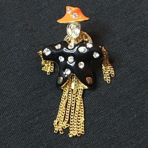 Vintage Ballou Reg’d Rhinestone Scarecrow Pin.
